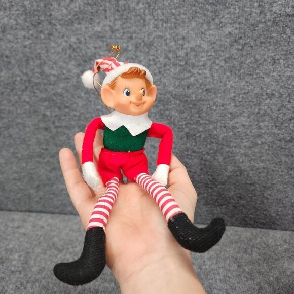 Felt Christmas ELF Hanging Ornament Pixie Knee Shelf Sitter Red White Stripes‎ - Picture 8 of 8